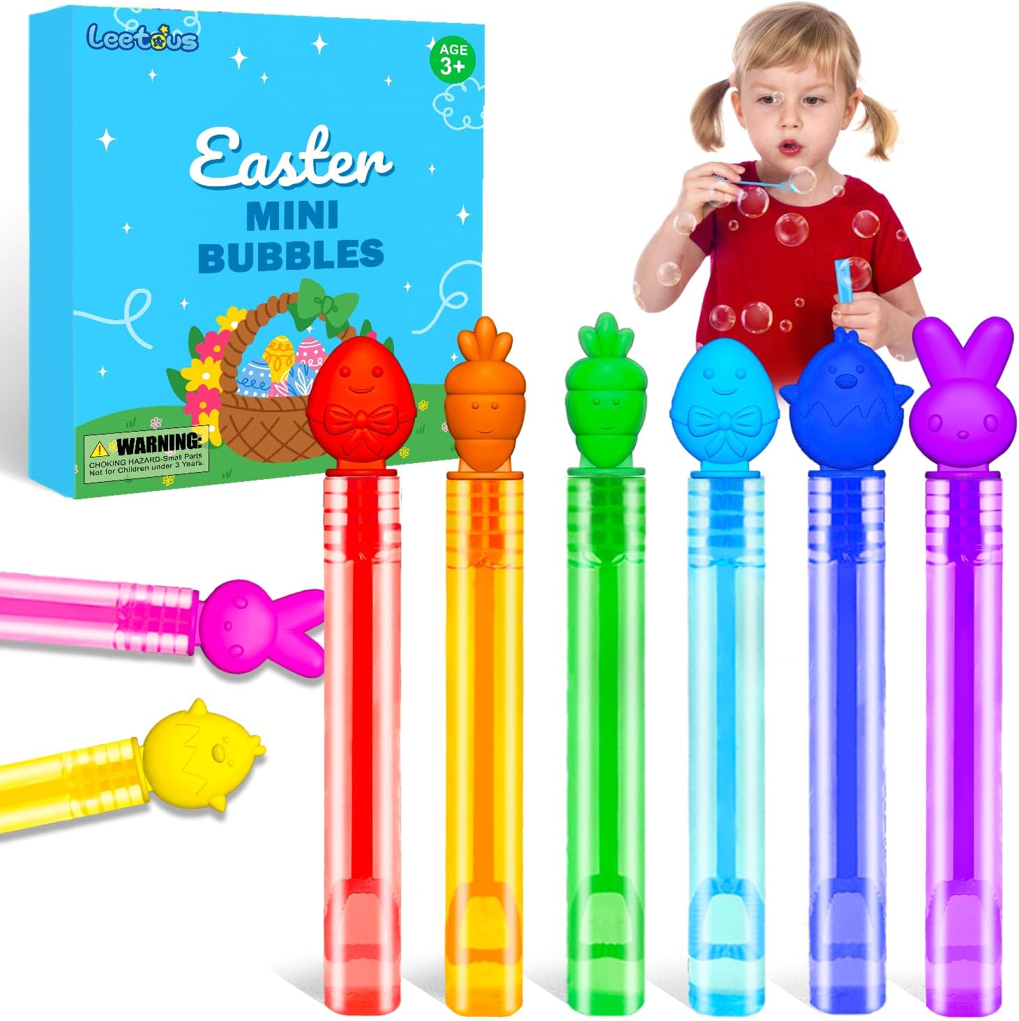36 Pack Easter Basket Goodie Bag Stuffers Fillers for Toddlers, Mini Spring Bunny Egg Bubbles Toys Gifts Prize for Kids, Easter Party Favor Supplies for Boy Girl, Small Non Candy Classroom Treat Stuff