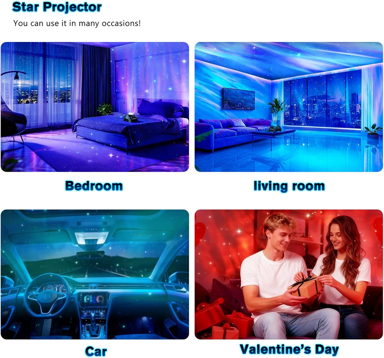 Northern Galaxy Light Aurora Projector, Star Projector with 33 Light Effects, Starry Nebula LED Lamp for Bedroom with Remote Control, White Noise, Kids/Adults Room Decor, Bluetooth Speaker for Parties
