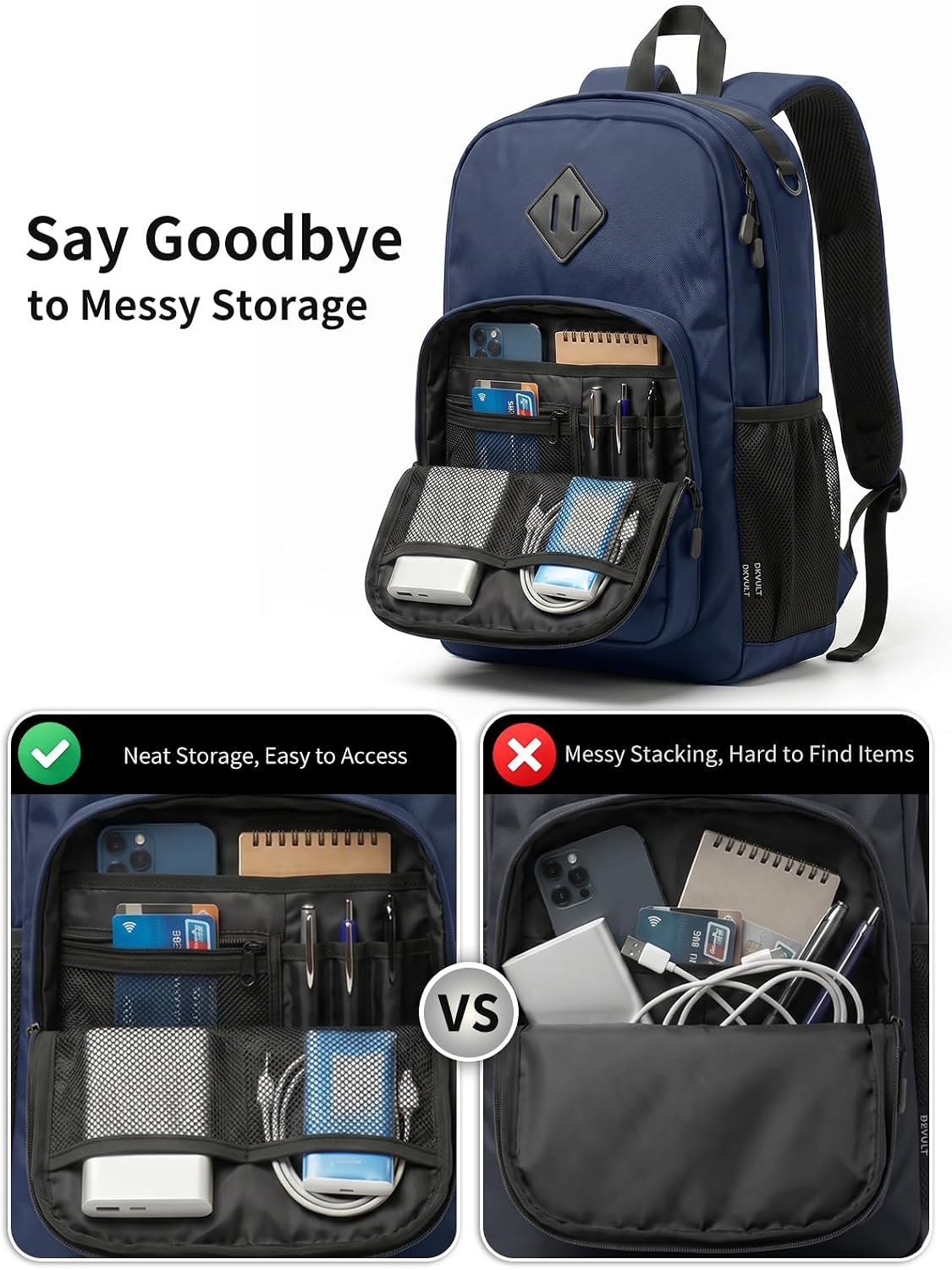School Backpack for Teen Boys and Girls, Casual Laptop Backpack for Men and Women, Lightweight Backpack for School Business Work College Travel, Water Resistant Back Pack, Bookbag, Blue image 4