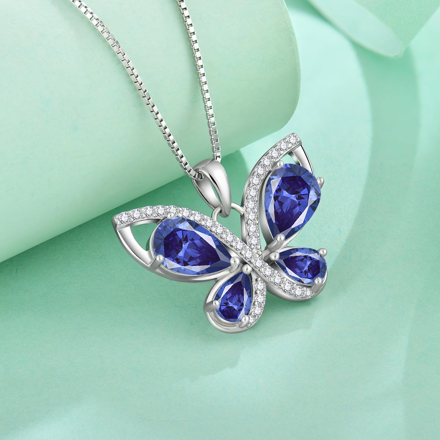 Butterfly Necklace for Women 925 Sterling Silver Birthstone Pendant Created Gemstone Jewelry Gifts for Her - Image 5