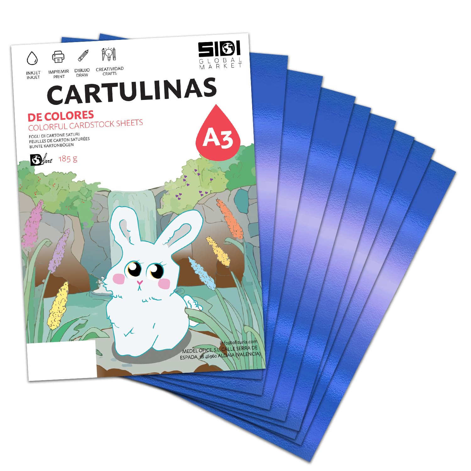 Cartulina A3 Fluor 185 g Cartulina Fluorescente de Colores Neon para Manualidades, Scrapbooking, Impresora Inkjet y Láser, Pack Variado Alta Visibilidad – SIDI (fluor, 25h) — view 20