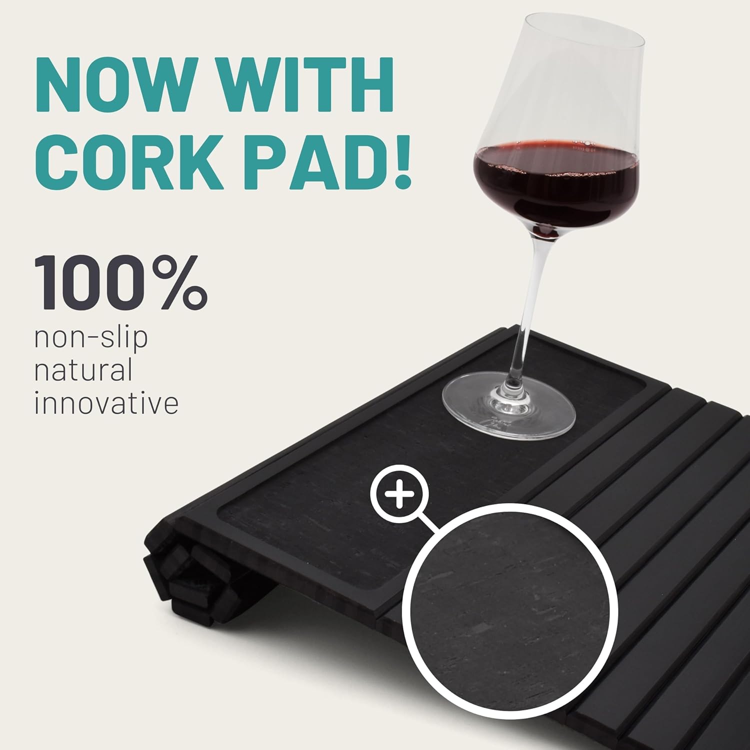 D&D Living® Sofa Tray - Flexible Couch Armrest Organizer with Anti-Slip Cork Pad | Sofa Tray with 18.5x13.4 inches, Sustainable Large Black Bamboo