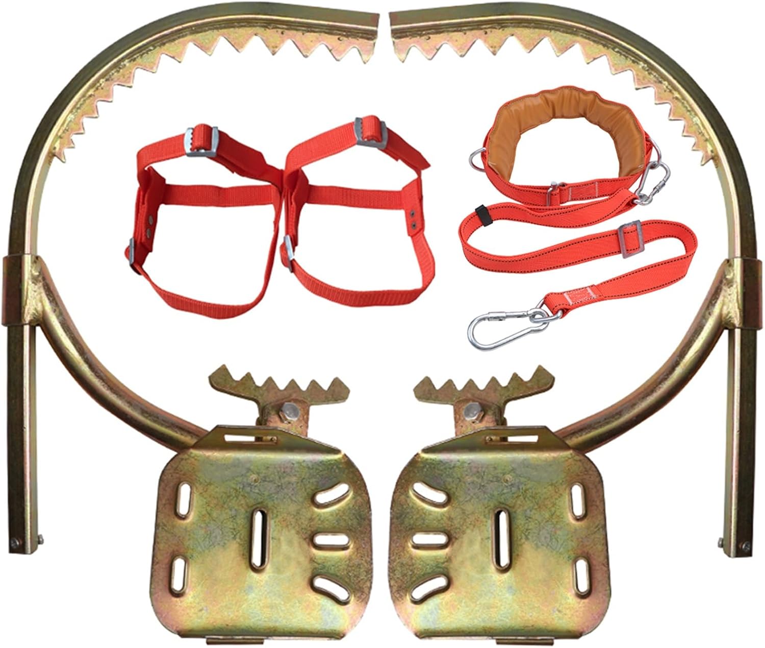 Adjustable Tree Climbing Spikes Set - Heavy-Duty Gear for Arborists & High-Altitude Work, Supports Up to 265lbs, Perfect for Tree Care & Maintenance