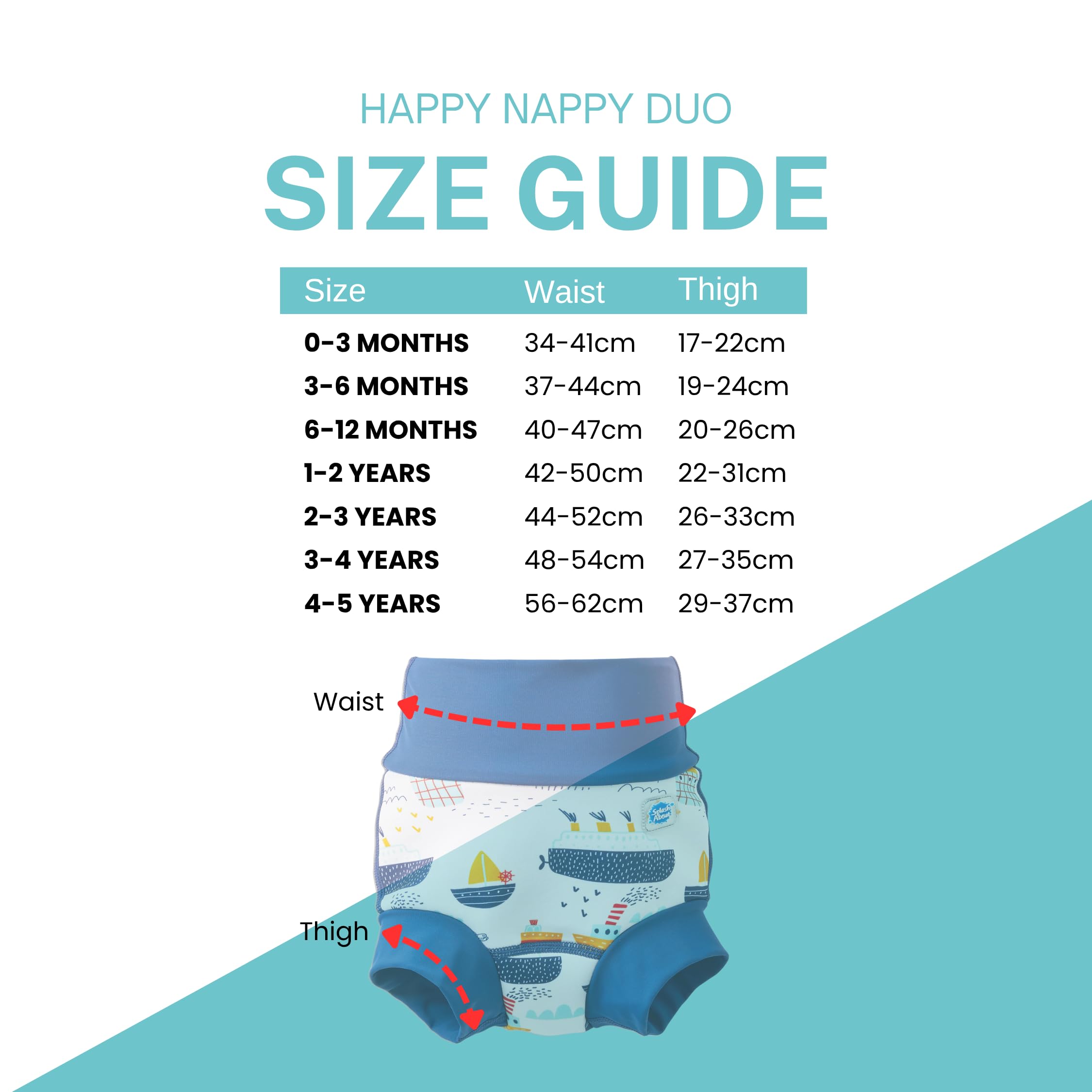 Splash About Happy Nappy Duo Wiederverwendbare Schwimmwindel, Tug Boats, 6-12 monate