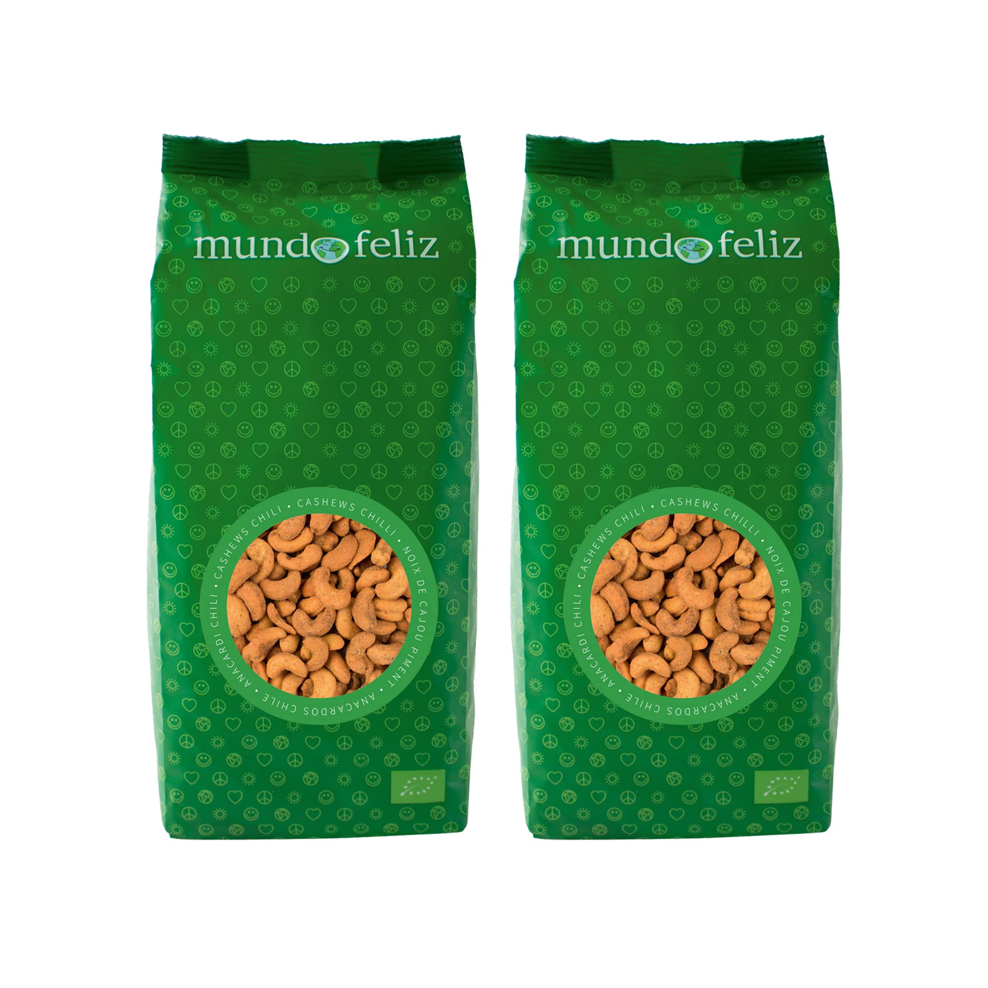 Mundo Feliz - Noix de cajou bio, grillées et salées, 2 x 400 g
