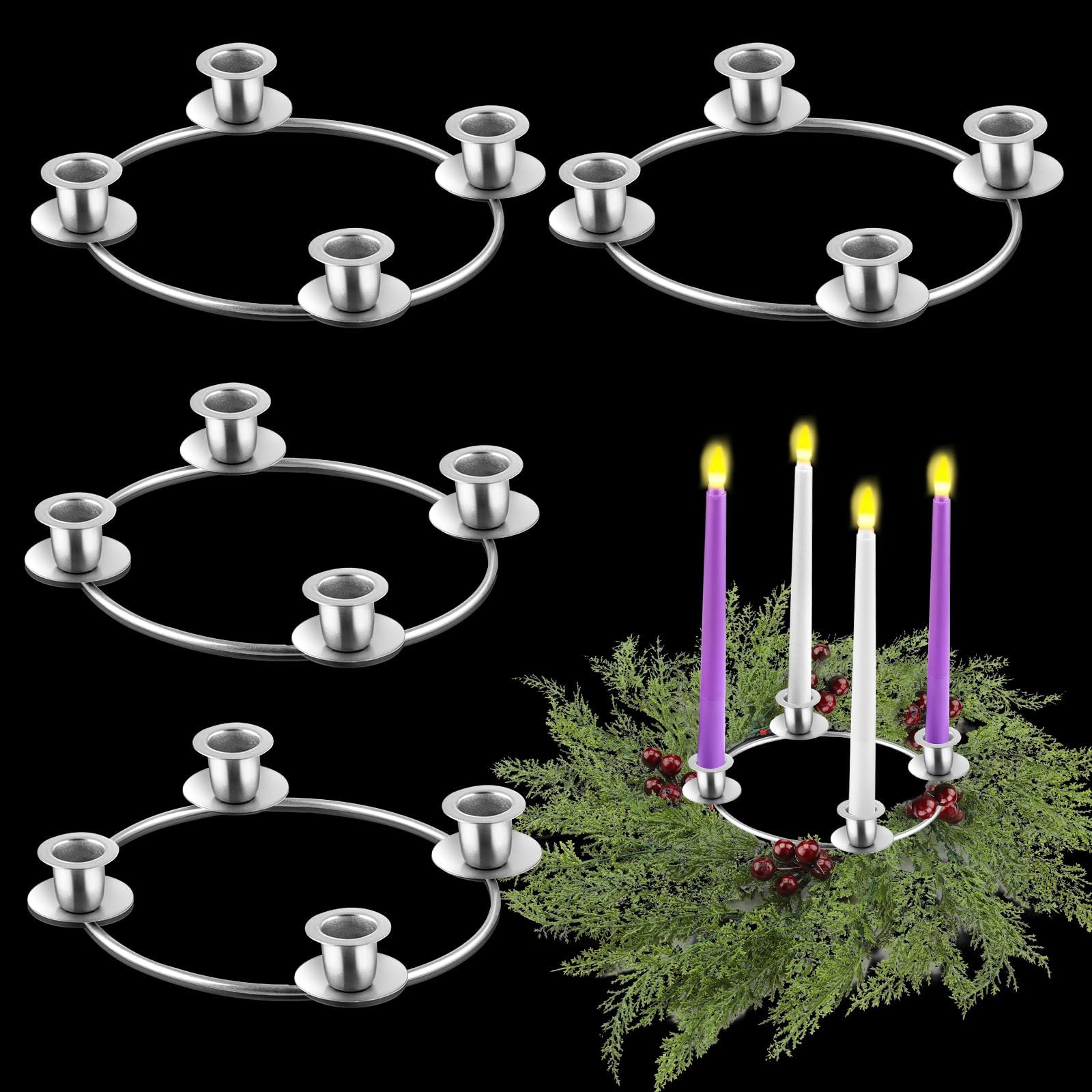Ziliny 6 Pcs Christmas Candle Rings Wreaths Advent Wreath