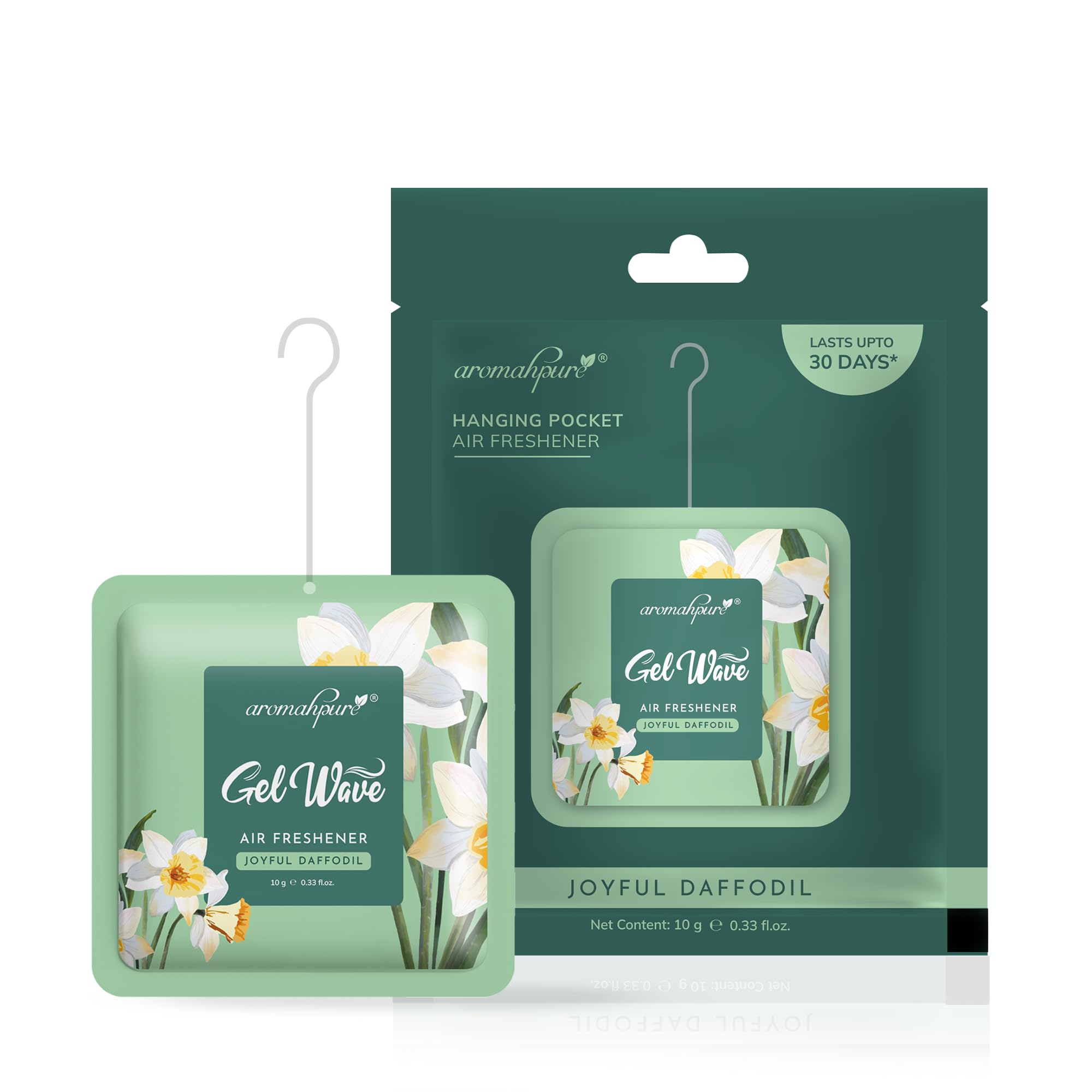 Aromahpure Gel Wave Hanging Air Freshener|10 gm| Joyful Daffodil Room Freshener|Gel-Based Pocket Room freshener for Bathroom, Wardrobe | Odor Neutralizer with Spillproof Design| Lasts Up to 30 Days-picture-17