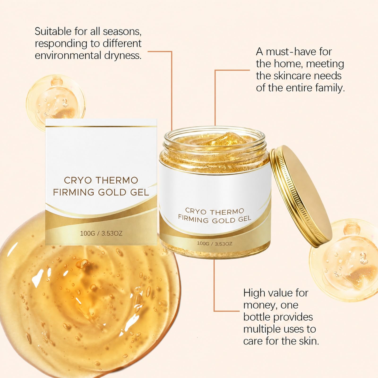 Gel Corpo Raffreddante e Riscaldante con Nano Oro + Acido Ialuronico, Lozione Idratante Corpo, Idratante Quotidiano Leggero per la Cura della Pelle, Crema Gel Viso Idratante Lisciante (9PCS)