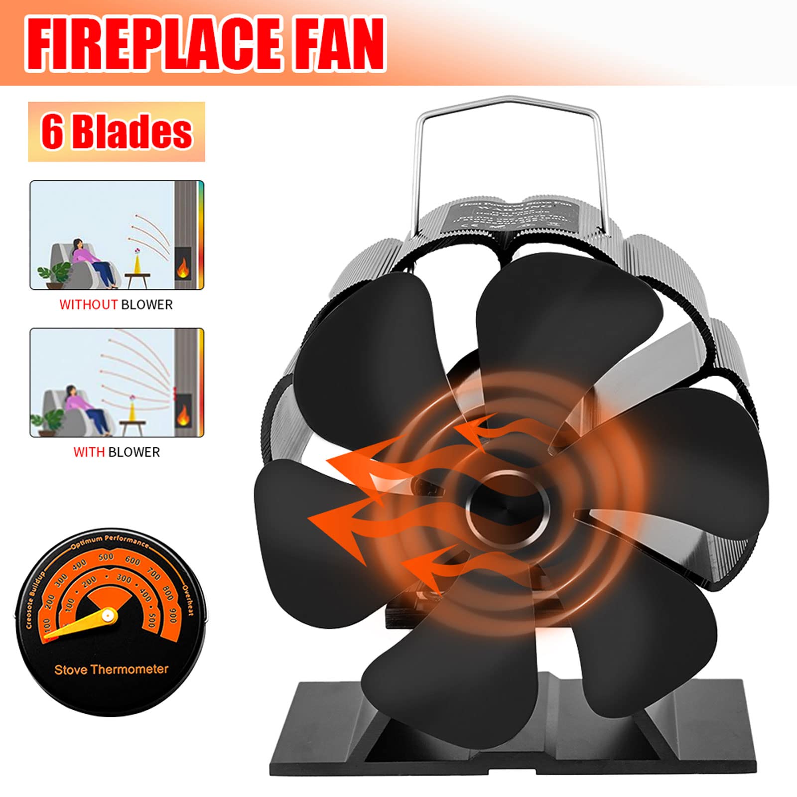 Mini Chimenea De 6 Aspas Ventilador De Estufa De Calor Sin Batería Ni Electricidad Quemador De Leña Eco Silencioso Ventilador Eficiente