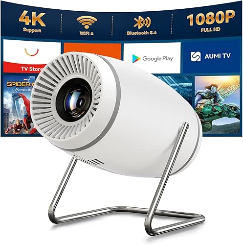 Mini Projector, Projector with WiFi and Bluetooth, 4K 1080P Support