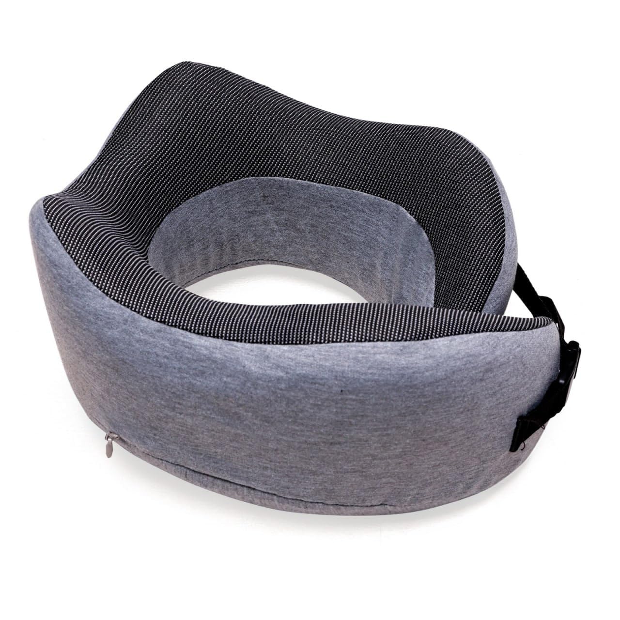 CloudBliss Neck Travel Pillow | Memory Foam Neck Pillow for Comfort on Airplane | Compact and Ergonomic Design for Travel, Car Rides, and Home Use | Ideal for Adults and Kids (Grey Neck Pillow Dot)