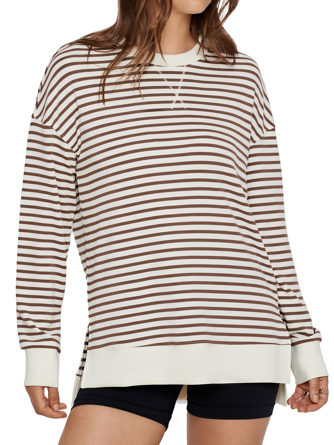 Glamaker Women's Long Sleeve Crewneck Sweatshirt Lightweight Basic Soft Loose Pullover Sweatshirts