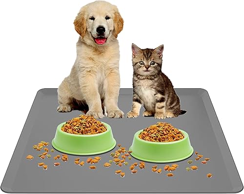 Miniatura 8 de TidyFriend - Tapete grande de comida para perros de 28 x 42 pulgadas, antideslizante, impermeable, de silicona, compatible con jaulas grandes