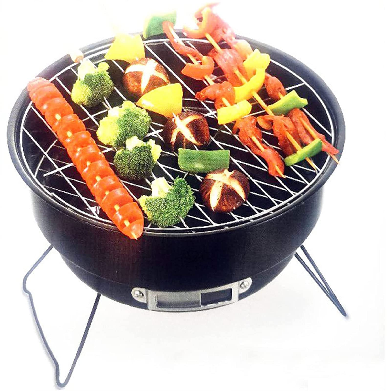 Griglia Portatile per Barbecue a Carbone Braciere da Campeggio Rotondo in Acciaio Inossidabile Griglia a Carbone a Legna con Borsa per Il Trasporto per Campeggio all'aperto, Picnic