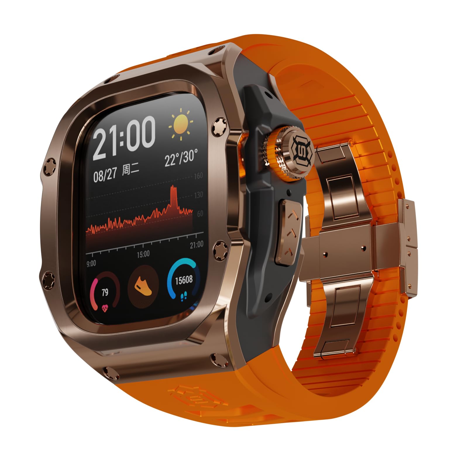 VeveXiao Robuste Schutzhülle mit Armband kompatibel mit Apple Watch Ultra Bändern 49mm, Metall Schutzhülle mit Silikonband stoßfest Bumper für iWatch Ultra 49mm Herren und Damen
