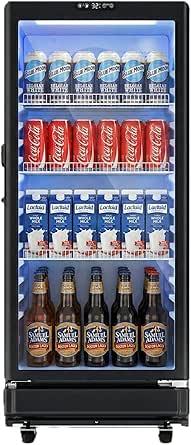 6 Cu.Ft Commercial Refrigerator, Beverage Refrigerator Cooler with Glass Door, Lock & Adjustable Shelves, Quiet Frost Free for Bar Office Home, ETL Listed