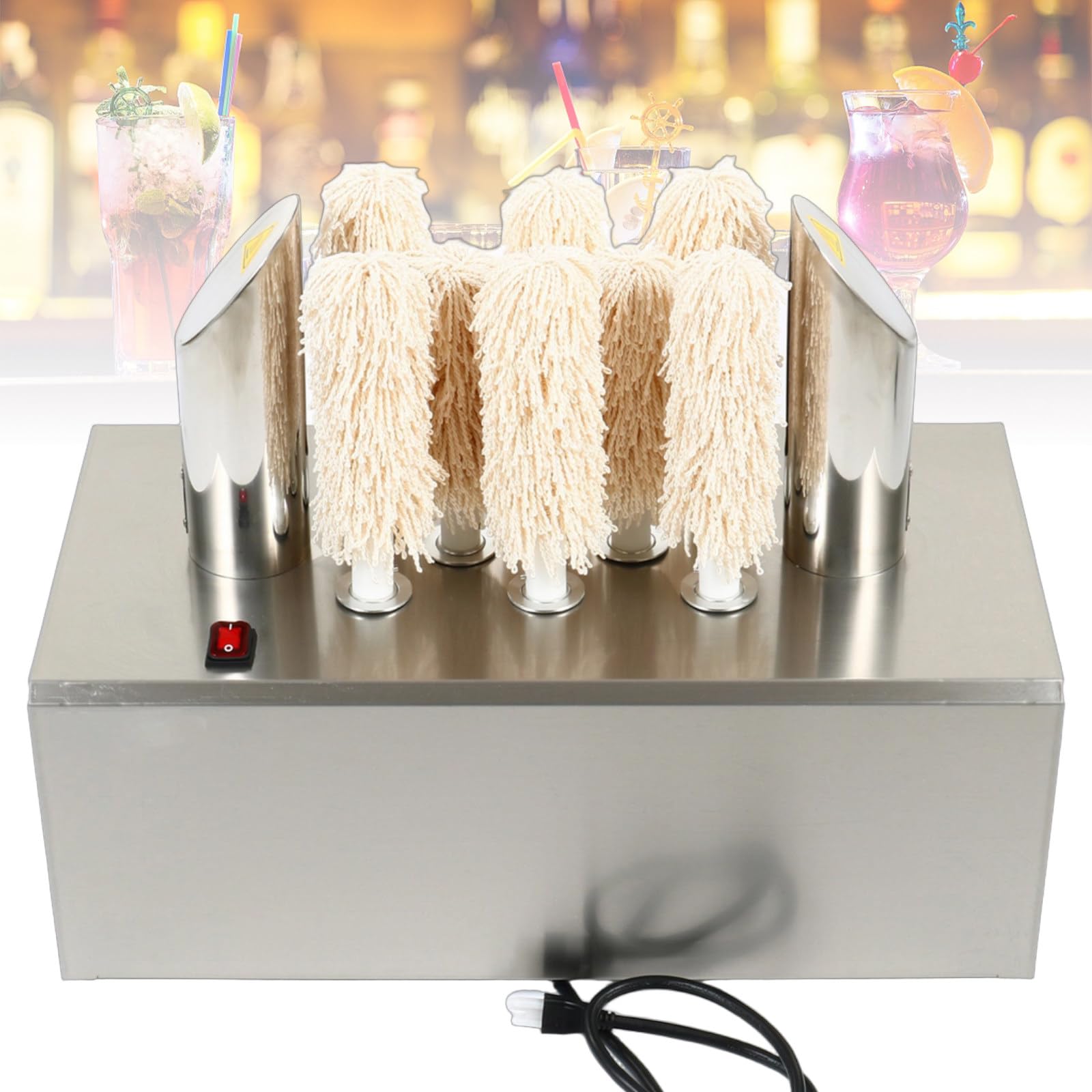 JKJZSALJ Electric Wine Glass Polisher, Stainless-Steel Glassware Polishing Machine With 8 Heads, For Bars, Restaurants, And Home Use,8Heads
