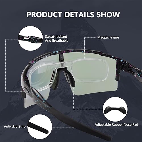 Vista 55 de OULAIQI Cycling Sunglasses Polarized Sunglasses for Cycling Men Women with 1 Lens or 3 Interchangeable Lens Baseball Glasses