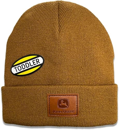 John Deere Gorro de punto acrílico para niños pequeños, color verde azulado, azul marino, naranja, marrón, camuflaje, camuflaje tormenta