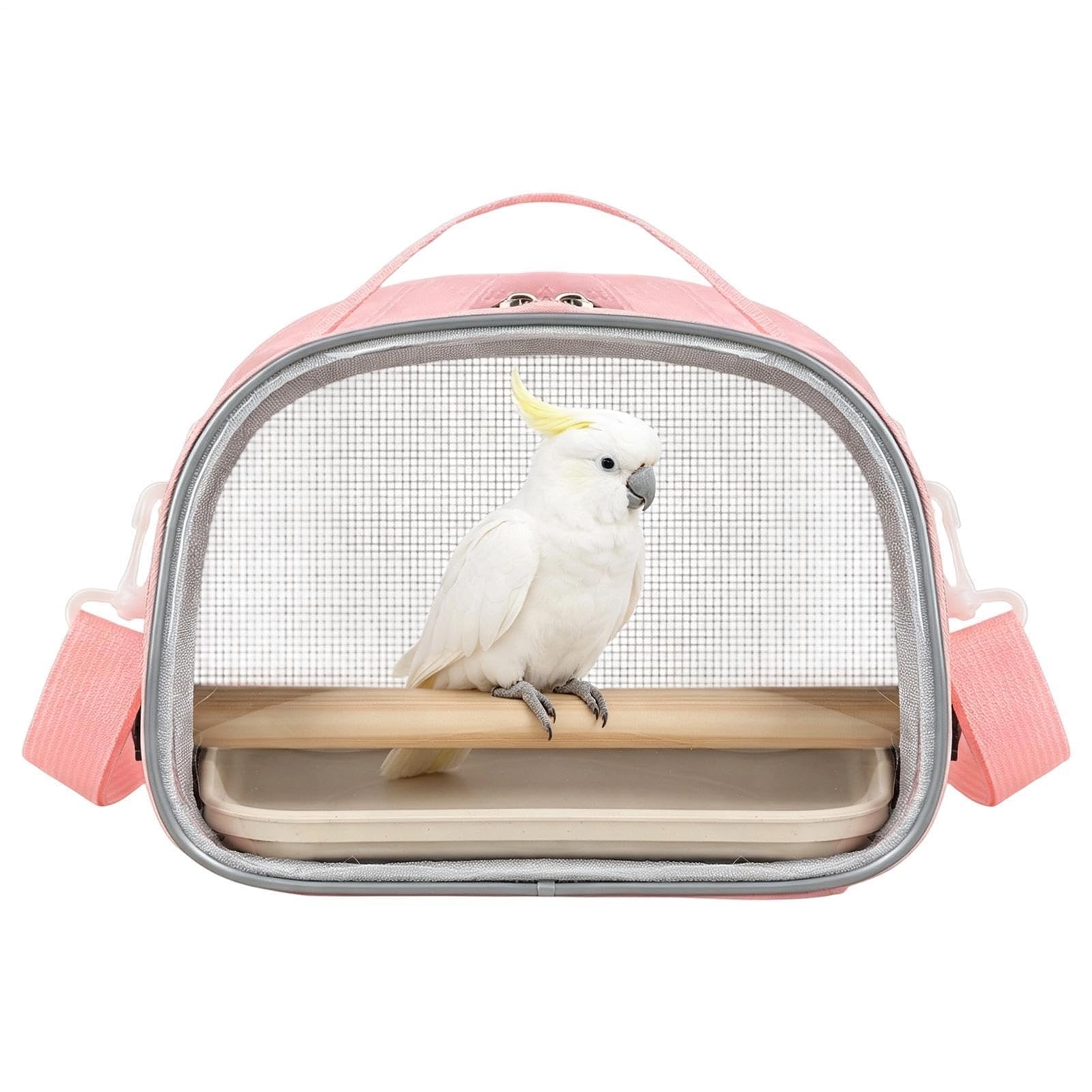 Small Bird Carrier Portable Parakeet Transport Bag with Tray (Pink)
