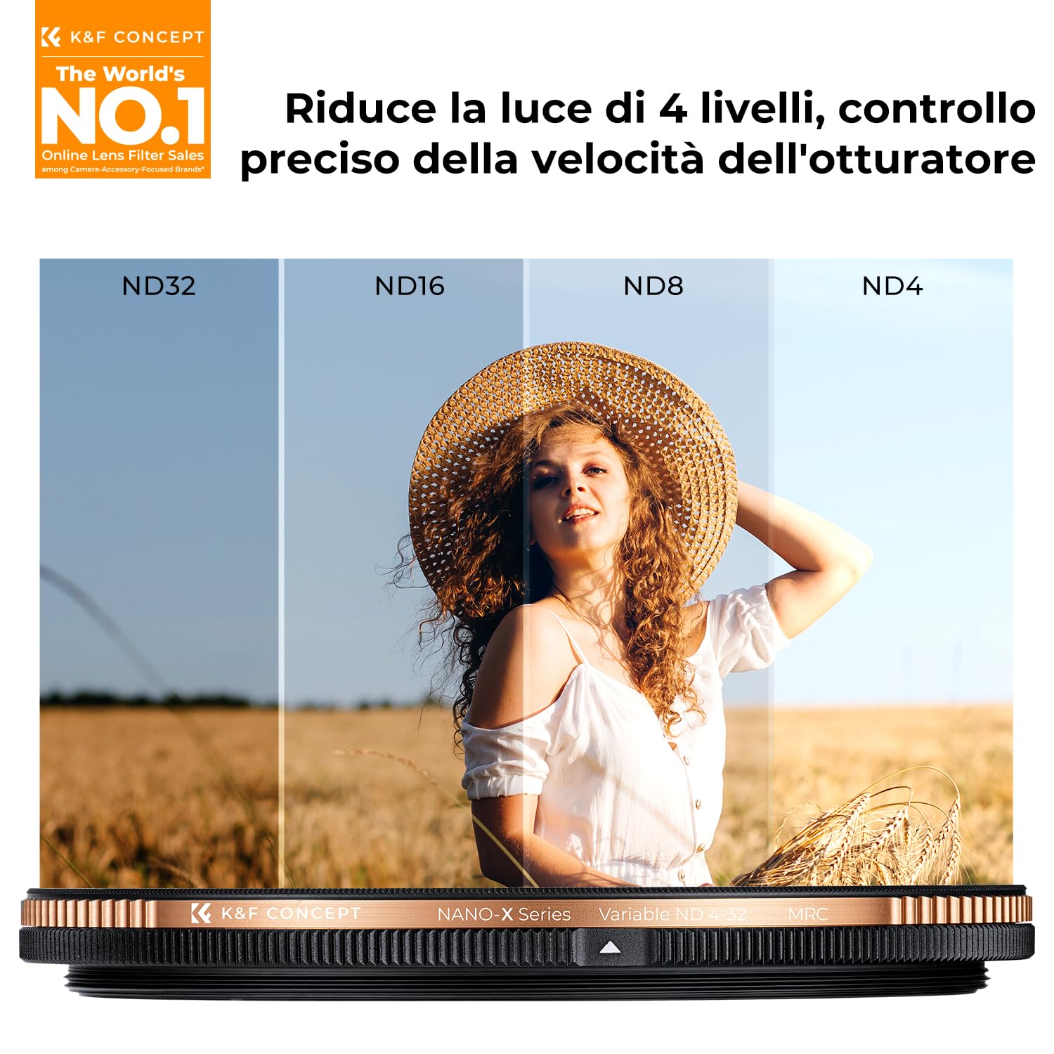 K&F CONCEPT Nano-Xcel 82mm Filtro Variabile ND4-32 (2-5 Stops)