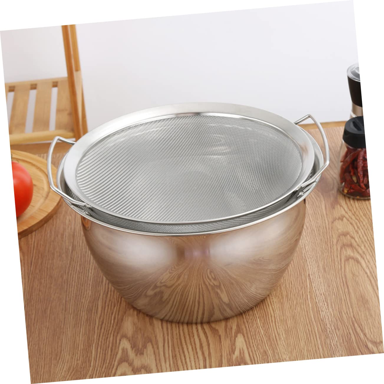 Ciieeo Colador Inoxidable Con Mango Filtro De Para Escurrir Verduras y Sifting De Arroz Diámetro Utensilio Multifuncional Para