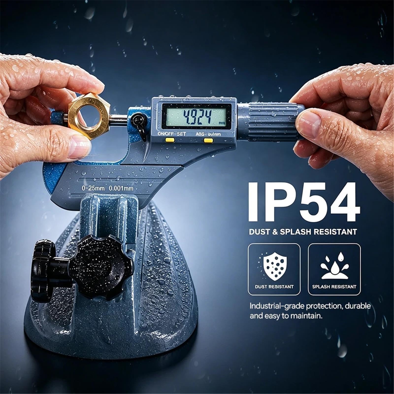 Micrómetro Digital electrónico de 0-25 mm con calibrador Digital Profesional de Alta precisión de 0.001 mm para medición de precisión(0.001mm 0-25mm)