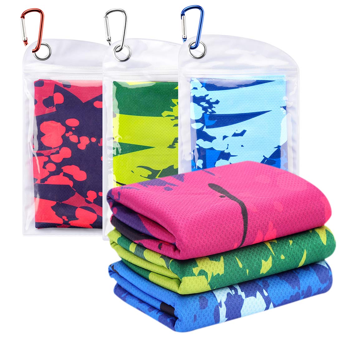 CHRUNONE Cooling Towel for Neck, Cooling Towels for Instant Cooling Relief 39" x 12" for Yoga, Sport, Running, Gym, Workout, Camping, Fitness (3pcs)