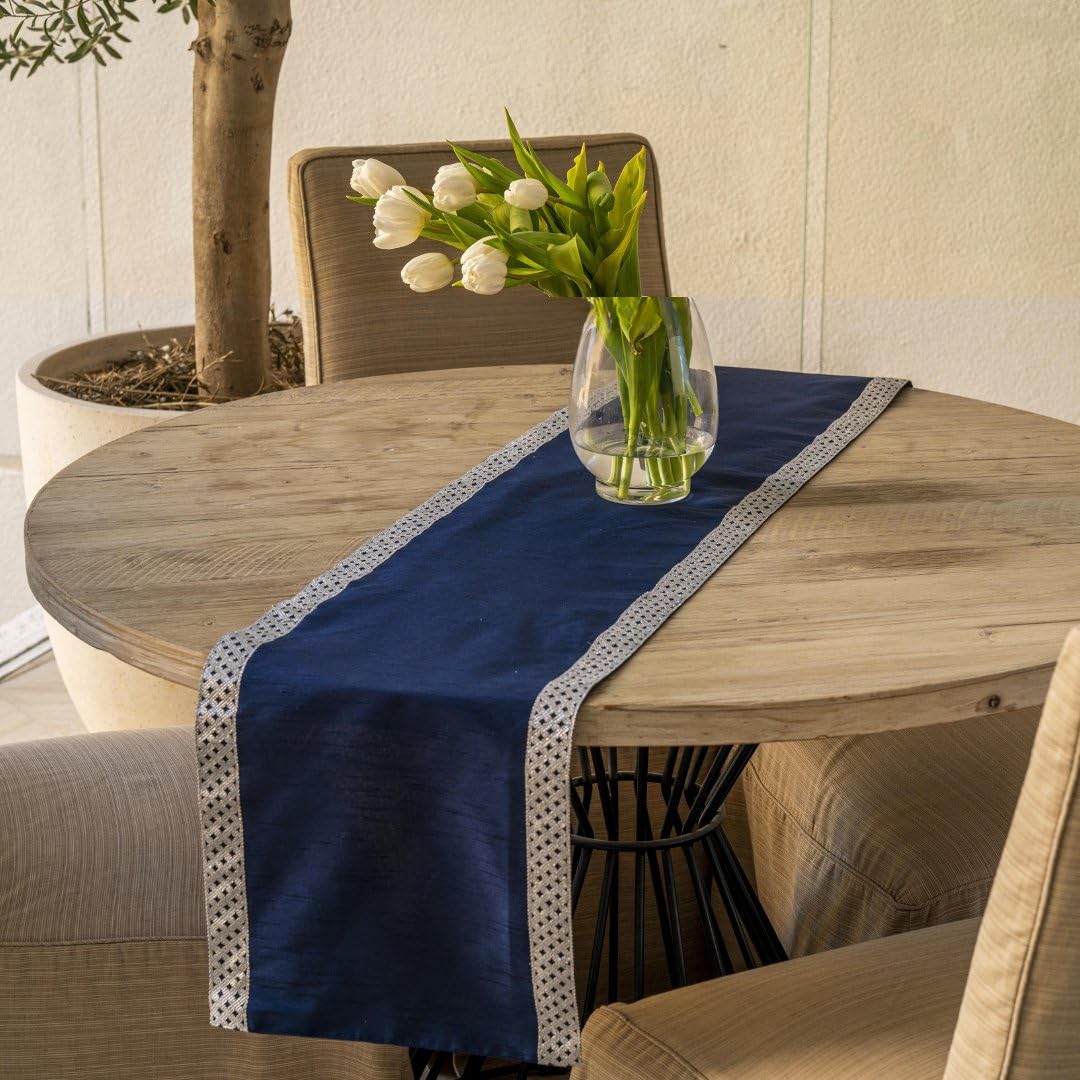 Irony Home Taffeta Olive Green Checkered Jute Table Runner || Crafted from high-quality jute fabric || Perfect For any special occasion and for everyday use
