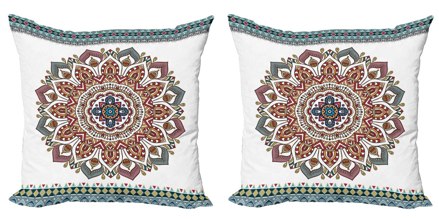 ABAKUHAUS Mandala Federe Cuscini Set di 2, Motivi Floreali