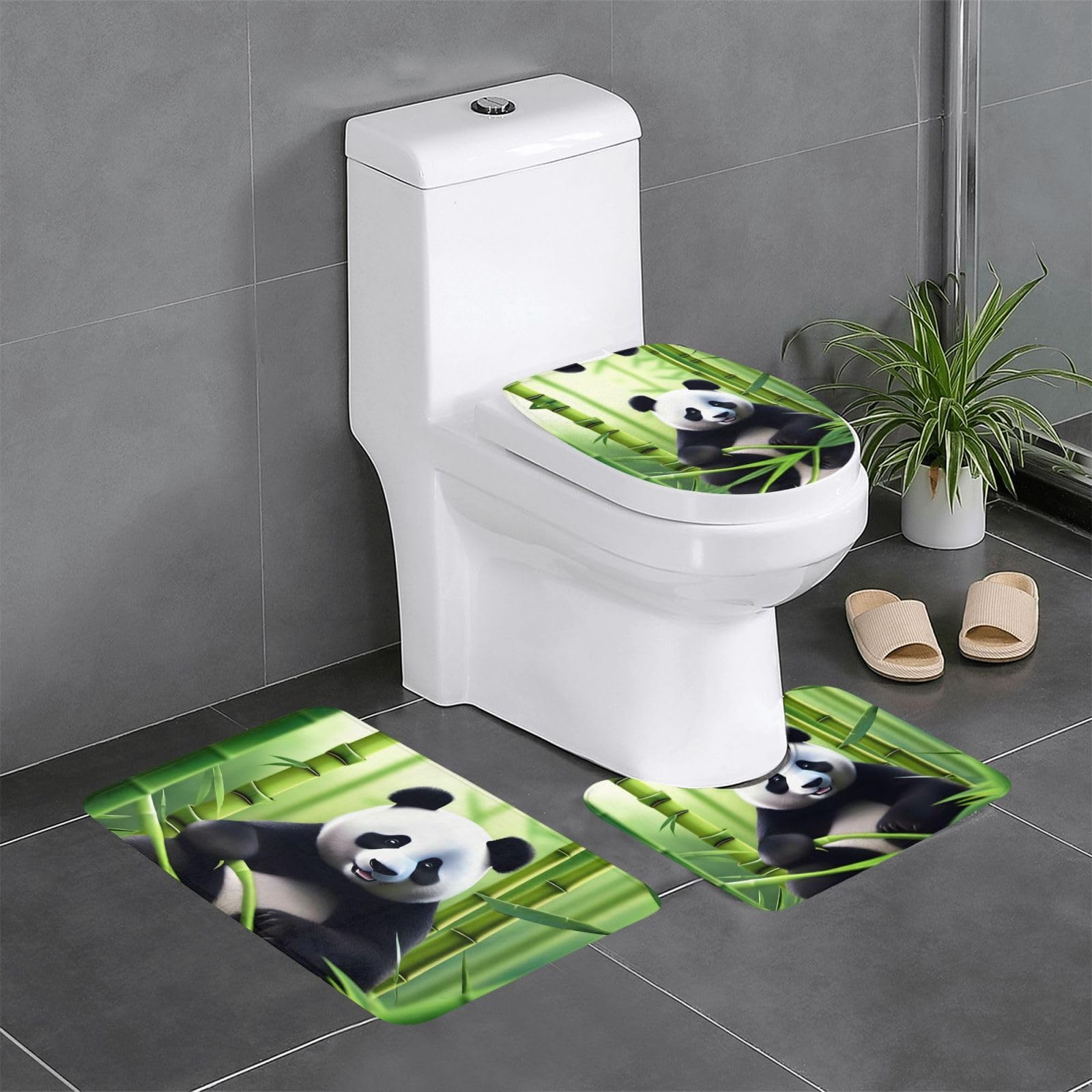 Tapis de bain panda lot de 3 antidérapants 61x41 cm pour douche