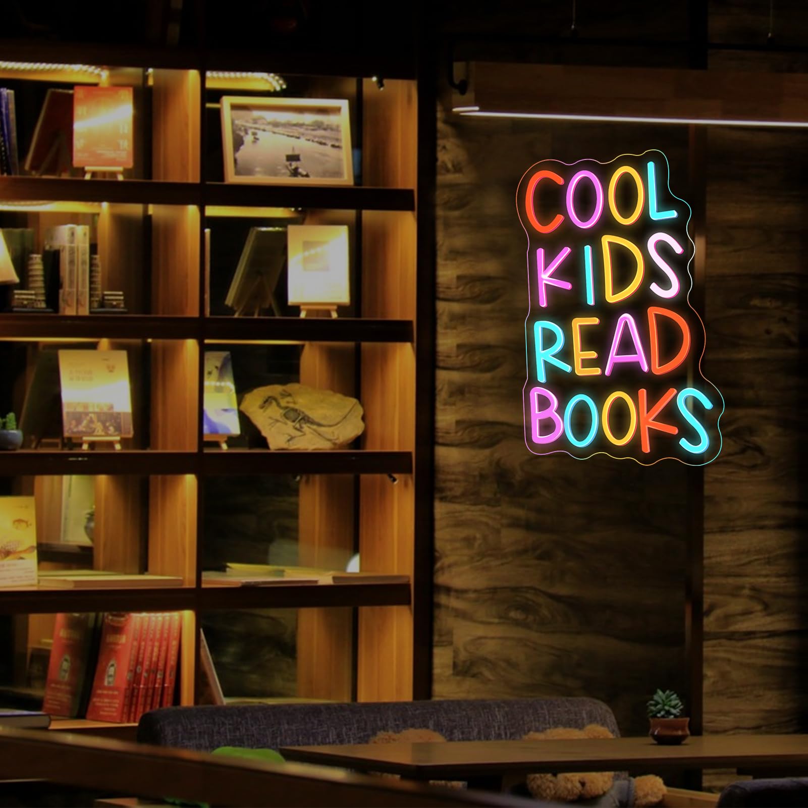 Cool Kids Read Books - Letreros de neón para sala de lectura, decoración colgante para biblioteca, aula, decoración de esquina con interruptores regulables chjjwezx para decoración de dormitorio