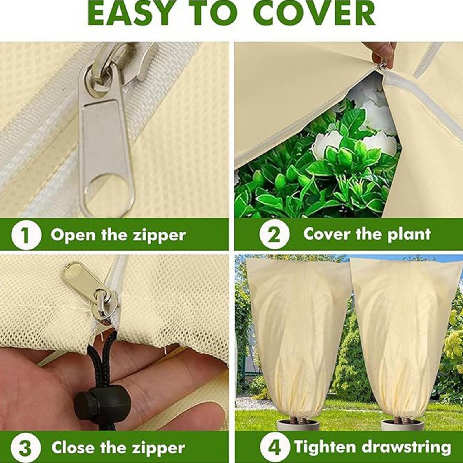 Lot de 4 housses isolantes pour plantes d'hiver respirantes et faciles