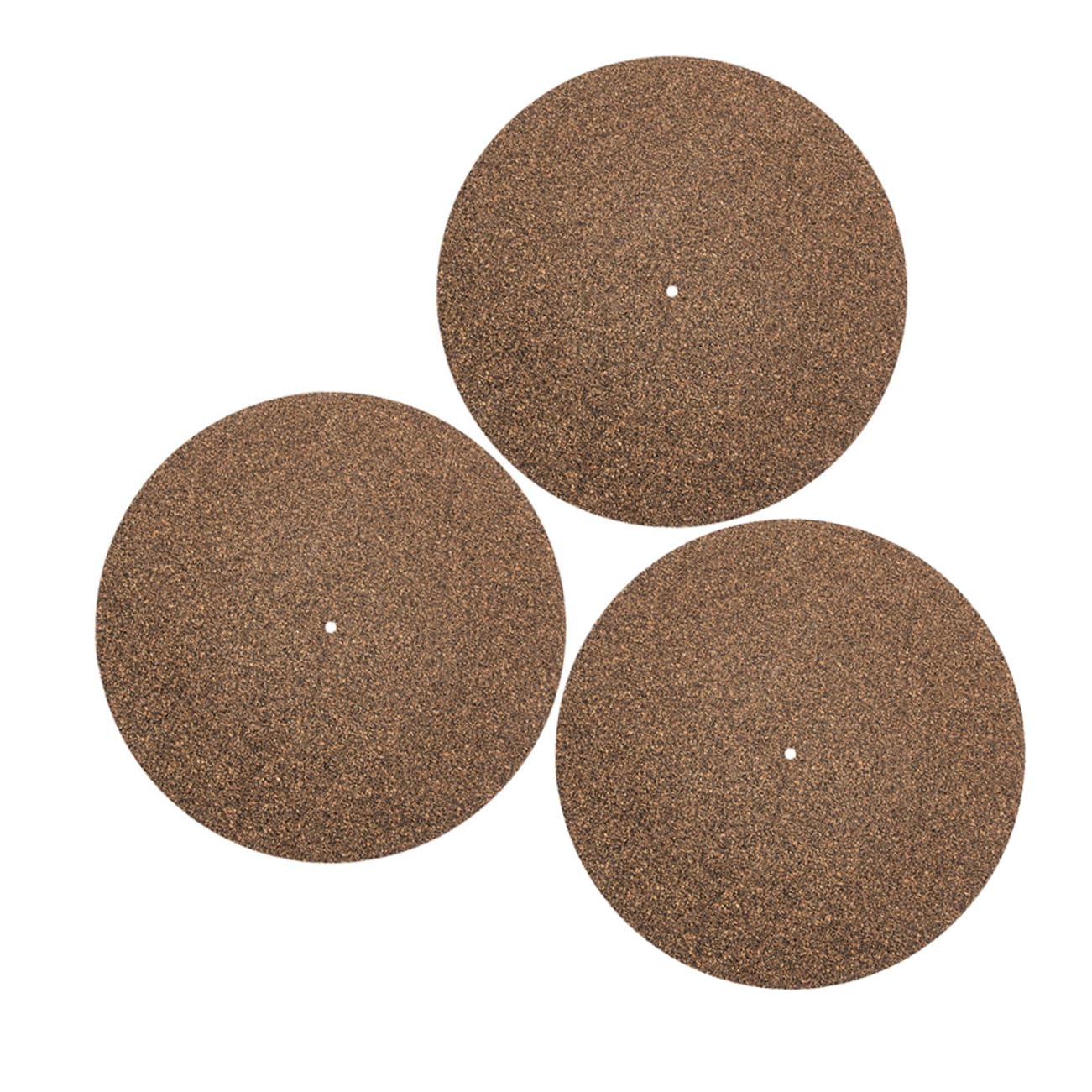 VANZACK 3Pcs Cork Turntable Slipmat for Vinyl Records Static Platter Mat Enhanced Audio Cushion for Record Players Durable Cork Material Compatibility with Various