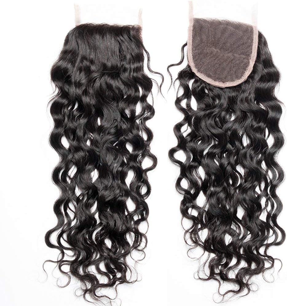 Water Wave Bundles with Closure Brazilian Virgin Wet and Wavy Hair 3 Bundles with Closure 100% Unprocessed Curly Human Hair Extensions10 12 14 +10 - Image 3
