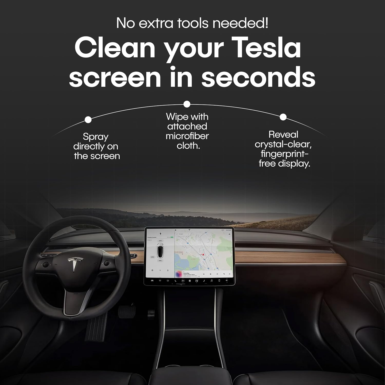 Tesla Screen Cleaner, 2-in-1 Screen Cleaning Spray with Microfiber Cloth, Tesla Accessories for Model Y, Model 3, S, X, Cybertruck image 4