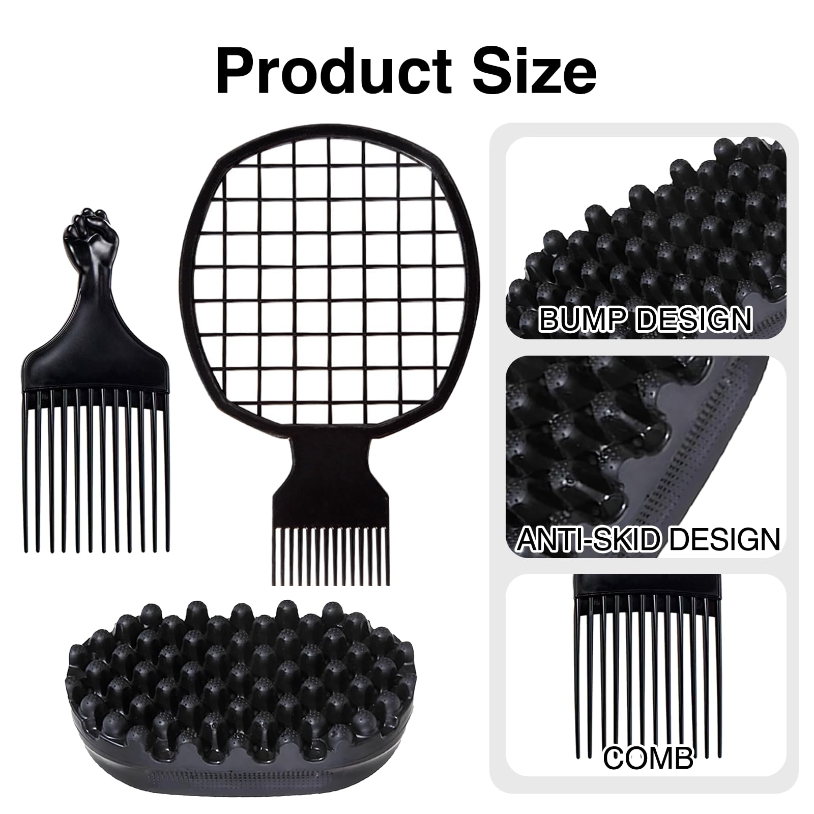 Benaewa 3 Pcs Hair Sponge, Afro Washable Twist Hair Sponge for Dirty Braided Curls Coiled, Black - Image 3