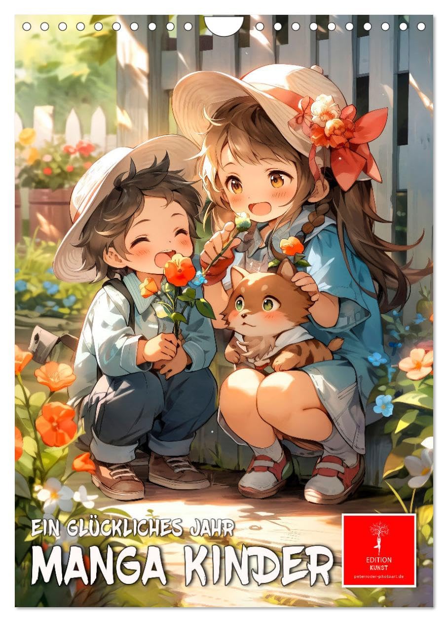Manga children - a happy year UK-Version (Wall Calendar 2026 DIN A4 Portrait), CALVENDO 12 Month Wall Calendar — image 1