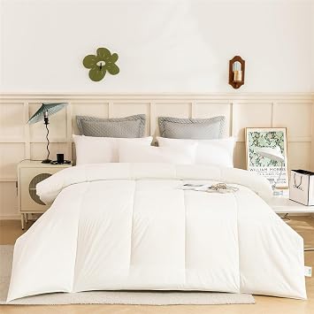 DBOZE Comforter Set White, 5 Pieces Bed in a Bag Comforter Set with Sheets, All Season 5PC Bed Sets with Comforter, Fitted Sheet, Flat Sheet and Pillowcase White. King