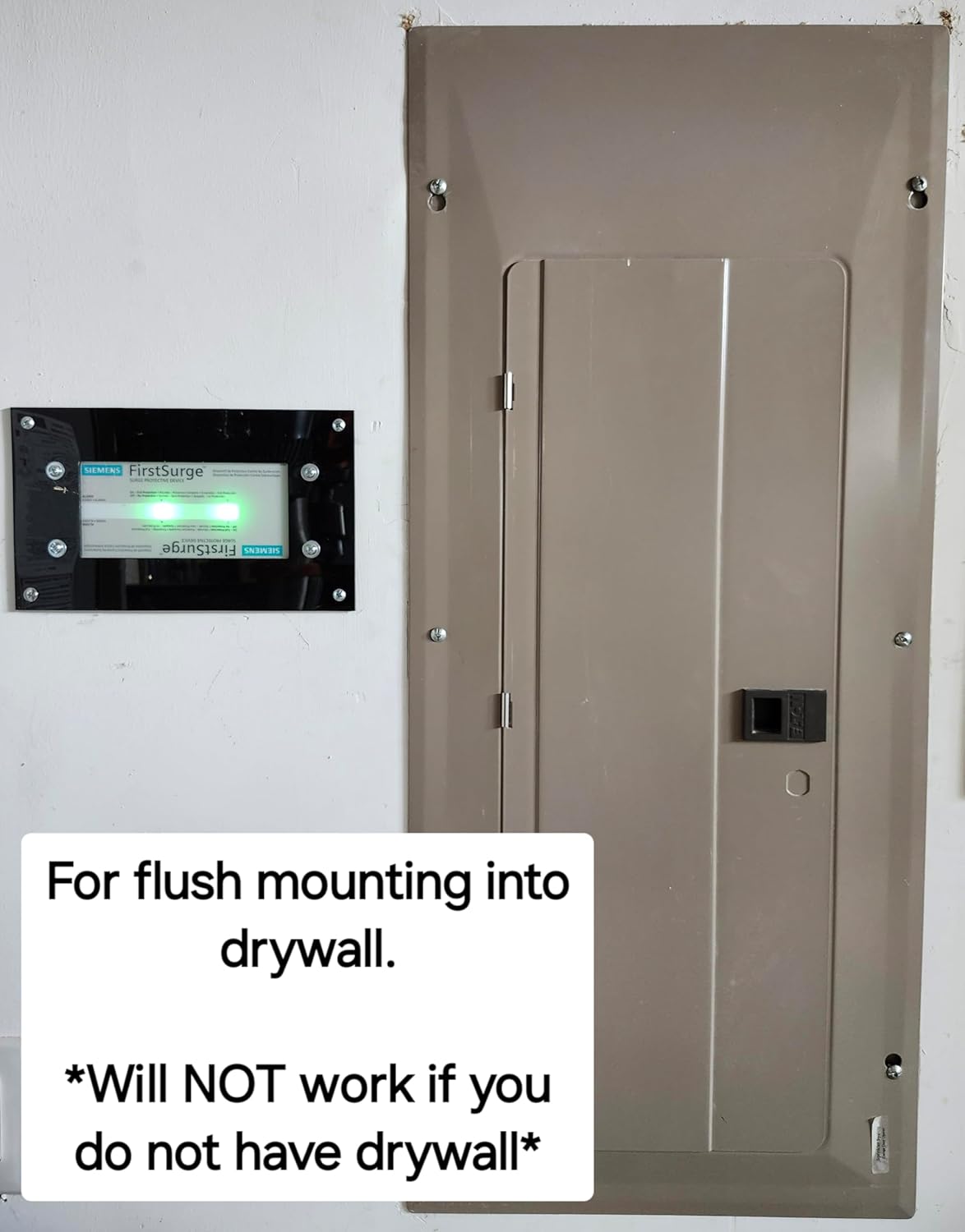 Flush Mount Plate for Whole House Surge Protection Device, Compatible with FS060, FS100, and FS140, Acrylic - Gray