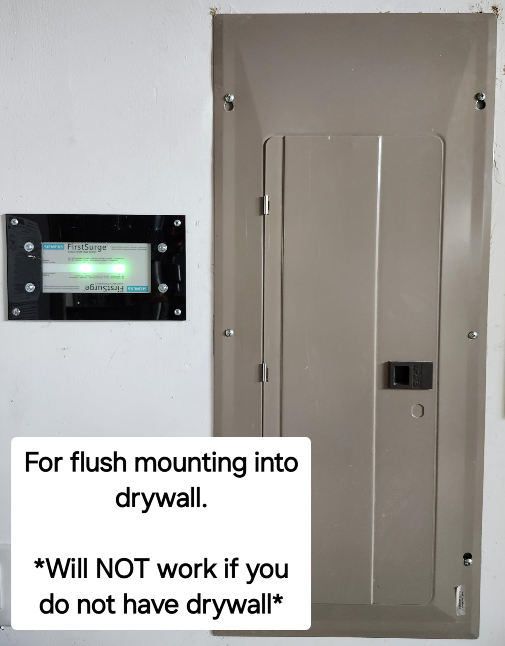 Flush Mount Plate for Siemens FirstSurge Whole House Surge Protection Device, Acrylic - Gray