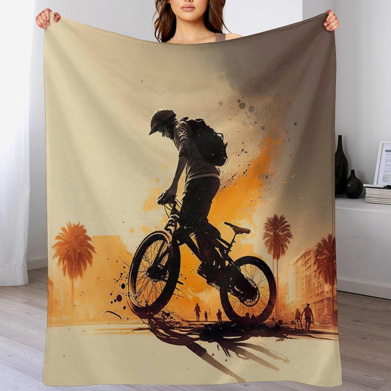 Couverture Plaid VTT Moelleux Cadeau Douillet Idéal Voyage et Maison