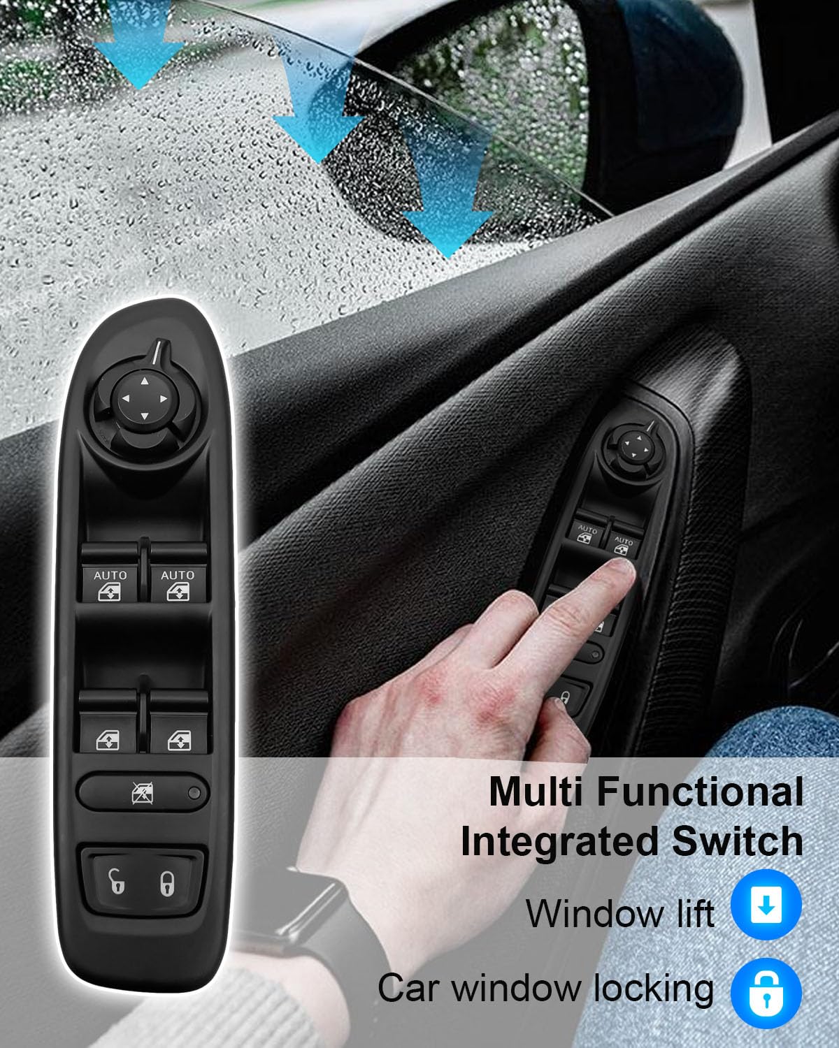 Front Left Door Window Switch Fit for Jeep Compass 2017-2021, Driver Side Master Window Mirror Power Switch with Folding Assembly Replace 6BZ27LXHAA