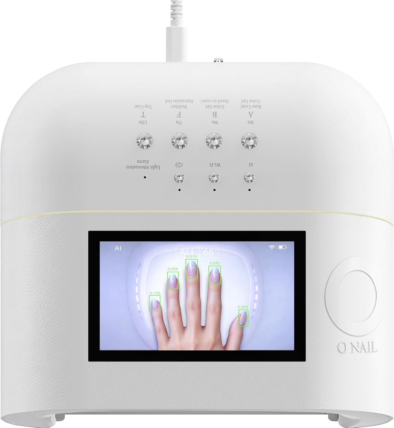 AI UV LED Nail Lamp for Gel Nails - ONAIL Professional Smart Nail Dryer with AI Nail Detection, Pain-Free Fast Curing 109 LEDs Skin-Safe UV Light, Salon Gel Nail Lamp White(Battery Not Included)