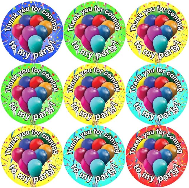 144 Thank You for Coming to My Party 30mm School Birthday Thankyou Stickers