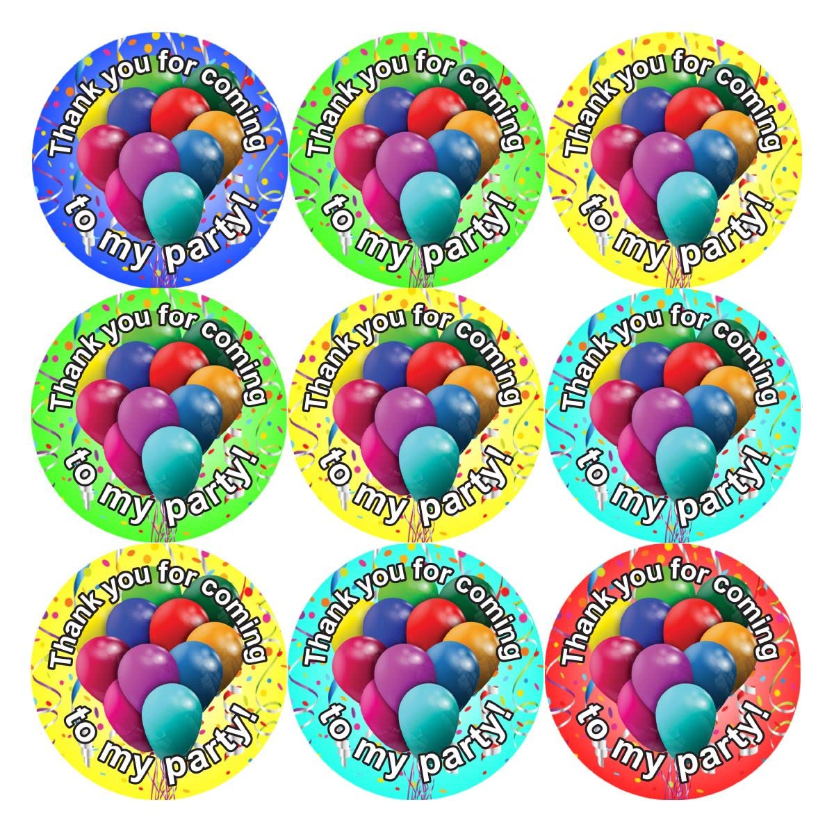Sticker Stocker Multicoloured 144 Thank You For Coming To My Party 30Mm School Birthday Thankyou Stickers