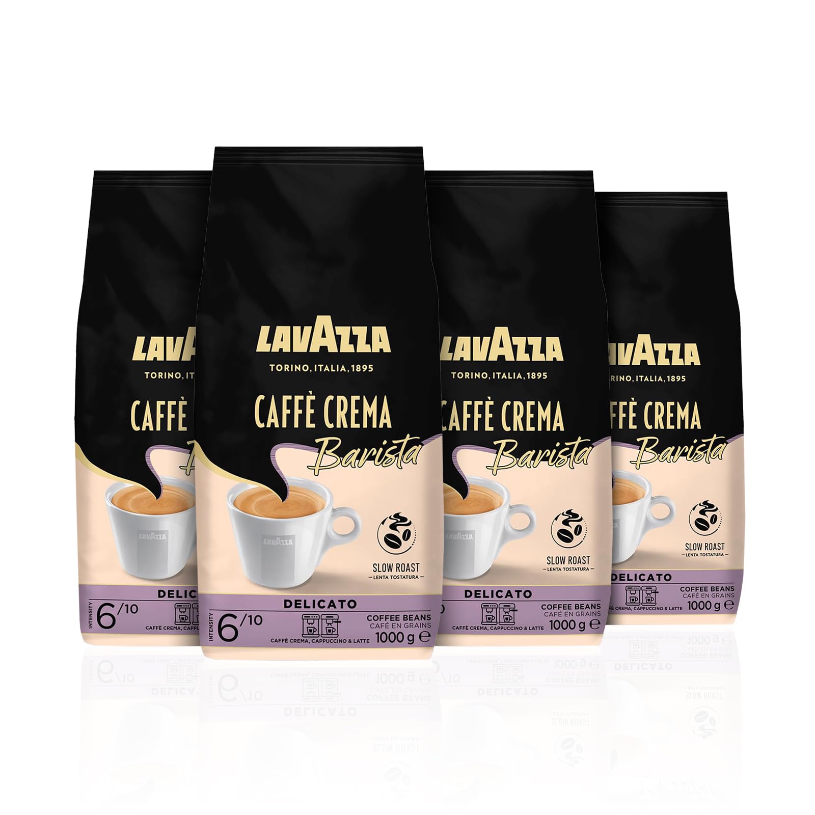 Lavazza, Caffè Crema Barista Delicato, Arabica & Robusta Kaffeebohnen, für Espressomaschinen, mit Schokolade- & Kakaoaromen, Ausgewogener Geschmack, Intensität 6/10, Mittlere Röstung, 4 kg