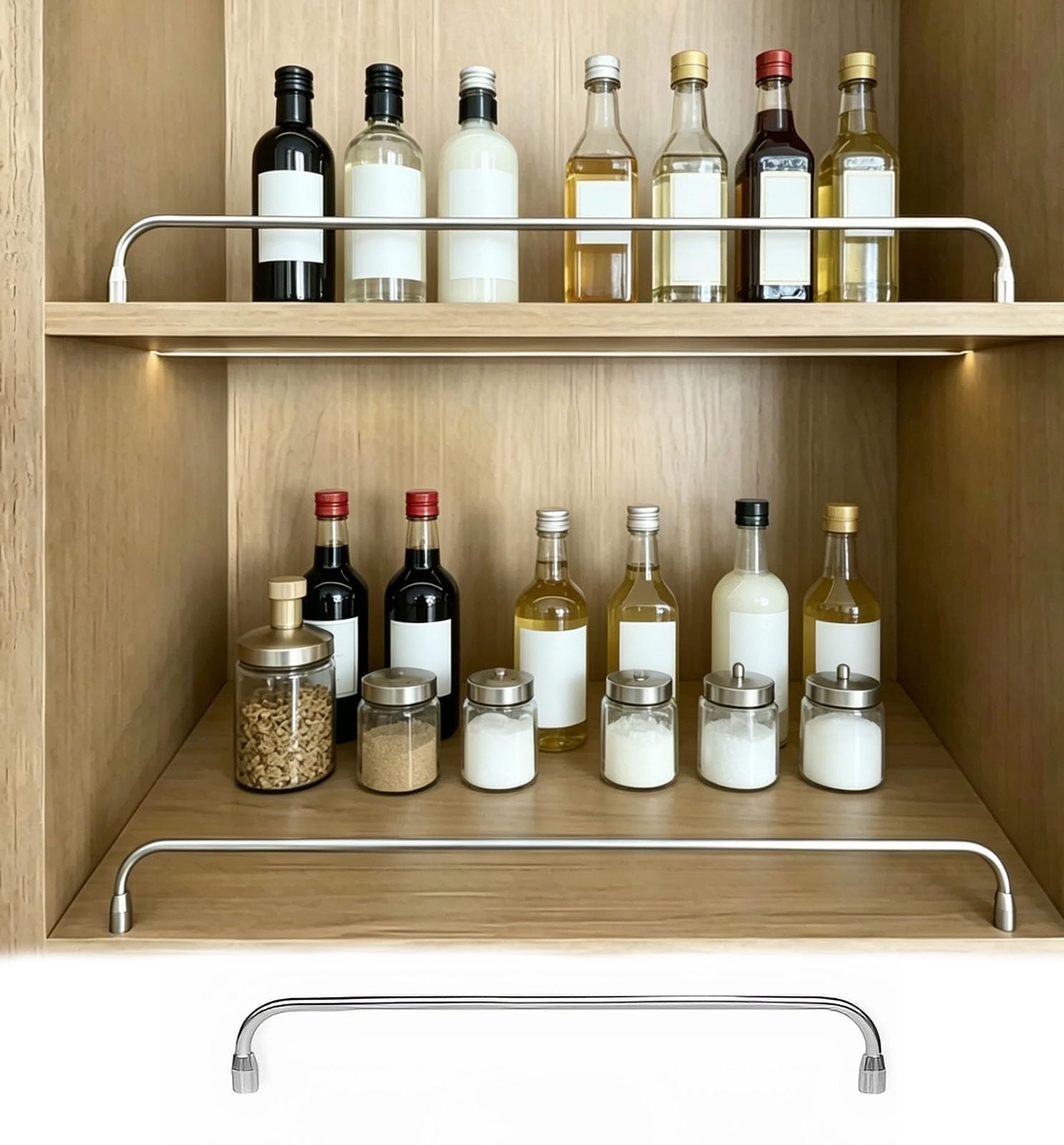 HDYZJQ Kitchen/Bathroom Customizable Length Shelf Edge Guard Rail, Collectibles Display Cabinet Front Open Guard Rails, Decorative Safety Shelf Railing(6pack,8"/20cm)