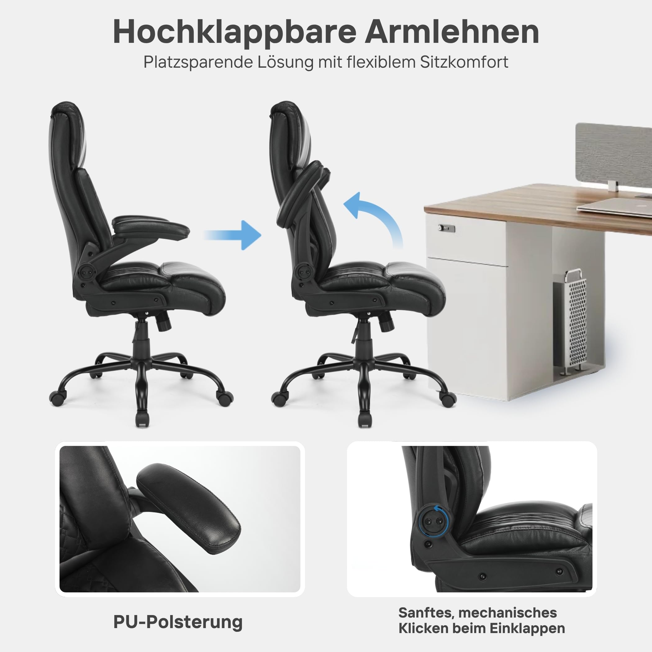 SEEDWAVE XXL Bürostuhl 230kg - Ergonomischer Chefsessel Mit Lordosenstütze