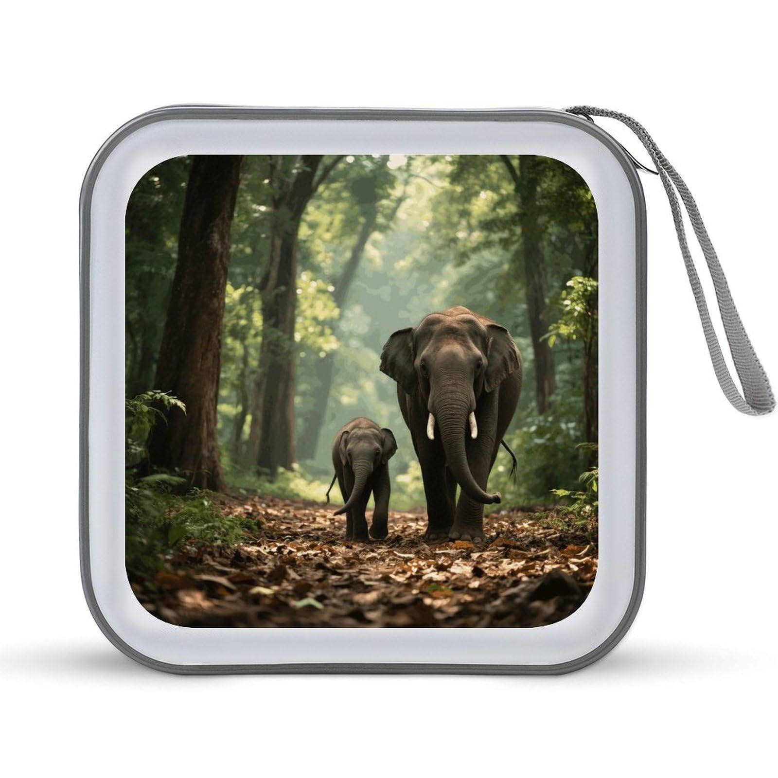 VstaDank Elephants DVD Case With Zipper Portable CD Case Hardshell DVD VCD Binder Storage Box EVA Protective Blu-ray Wallet 40 Capacity CD Wallet Movie Music Media Disc Wallets